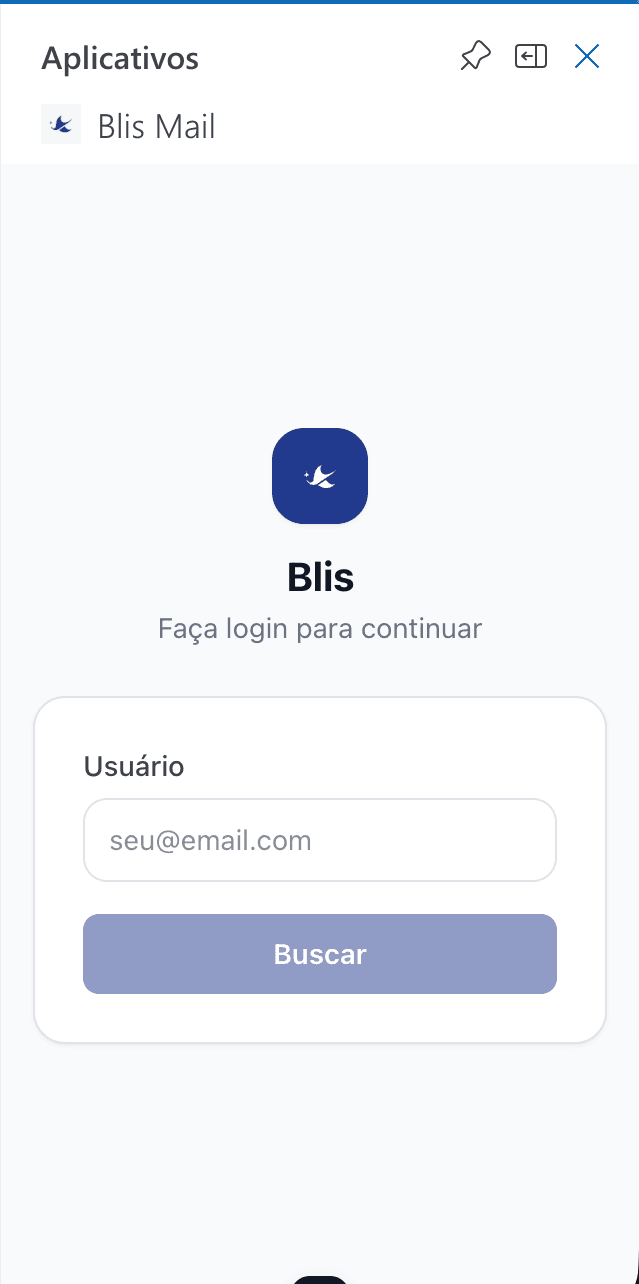 Tela de login do Blis Mail